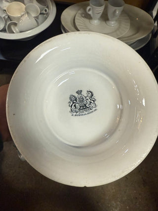 Antique Ironstone Punch Bowl with Handles